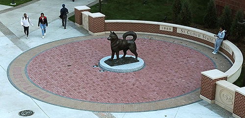 St. Cloud State University Husky Plaza north of Centennial Hall