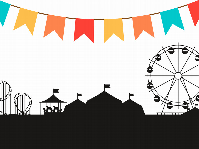 illustration of a fairground with fair flags
