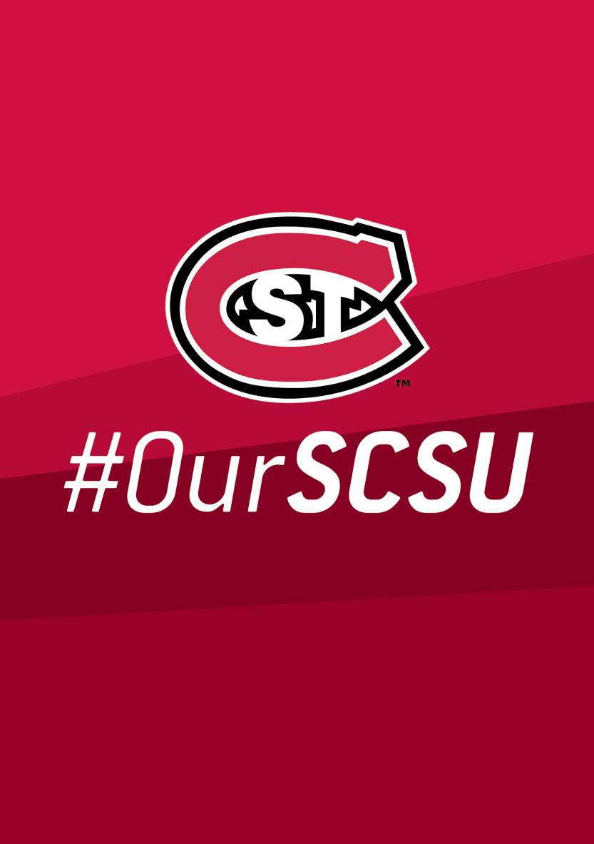 SCSU St. C logo on a red prism background