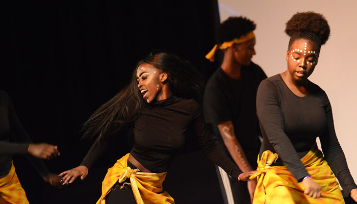 Students performing a cultural dance during a Cultural Nights event