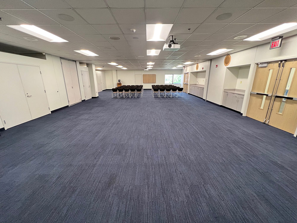 Interior view of the Glacier Room at Atwood Memorial Center highlighting seating arrangement and open floor space for meetings or events