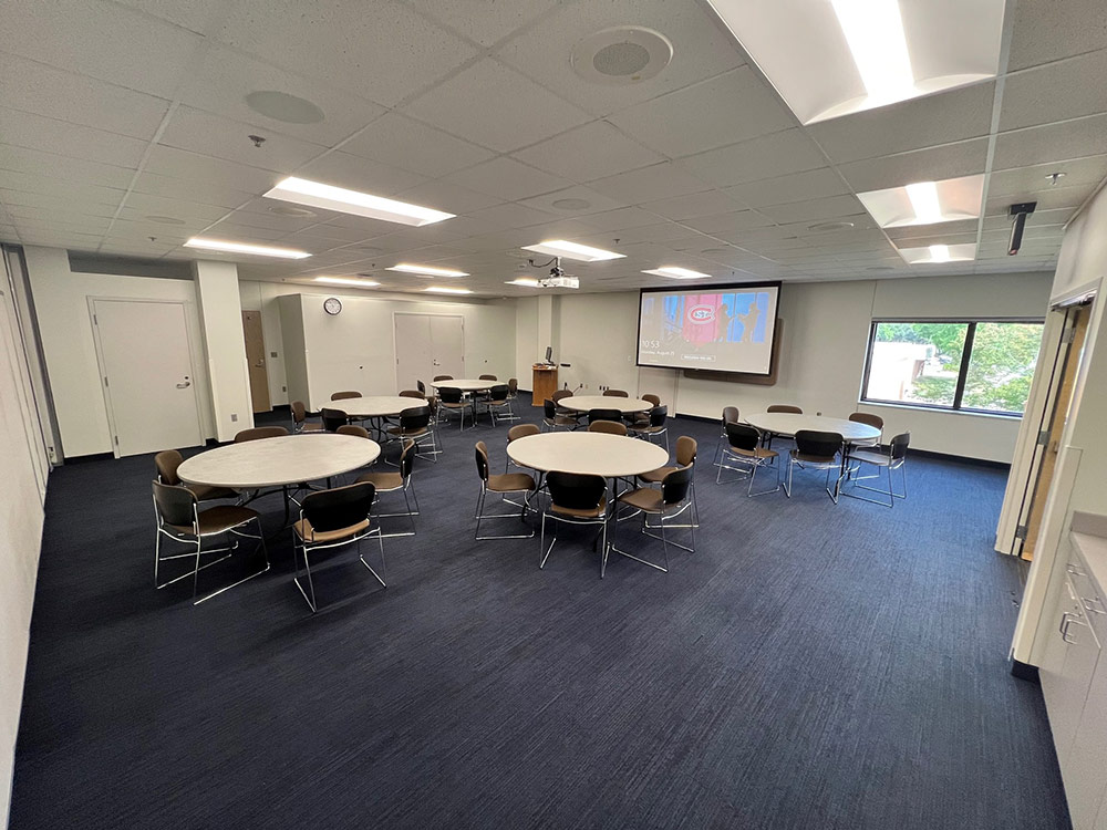 Glacier North Room at Atwood Memorial Center showing another perspective of the meeting setup with tables, chairs, and flexible layout