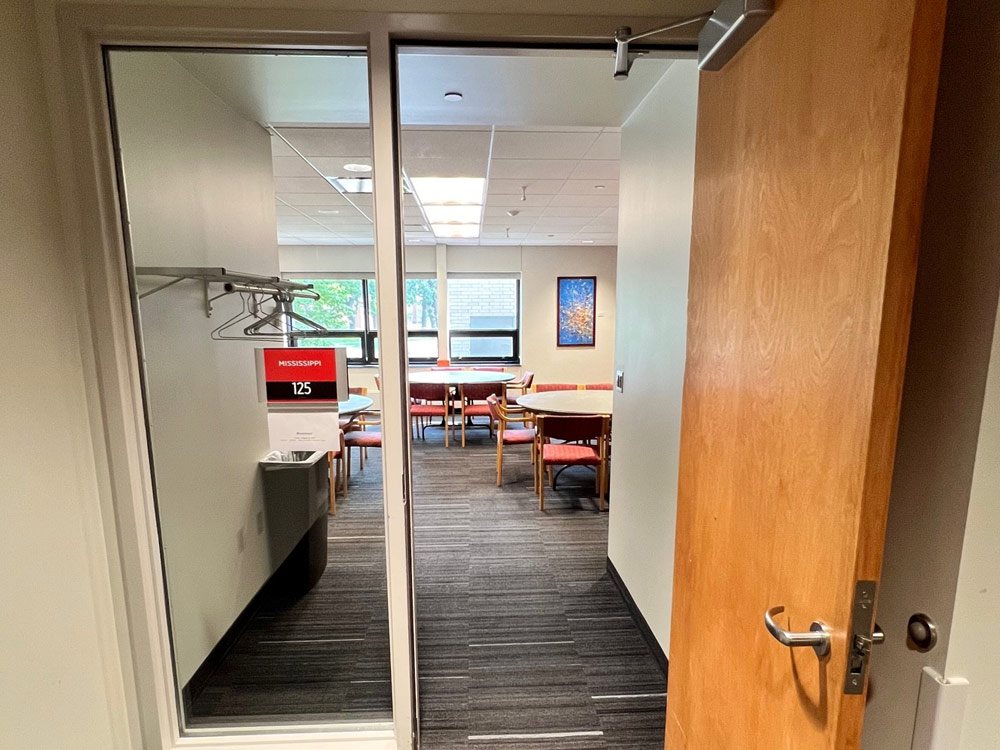 A view of the entrance door to the Mississippi Room at Atwood Memorial Center