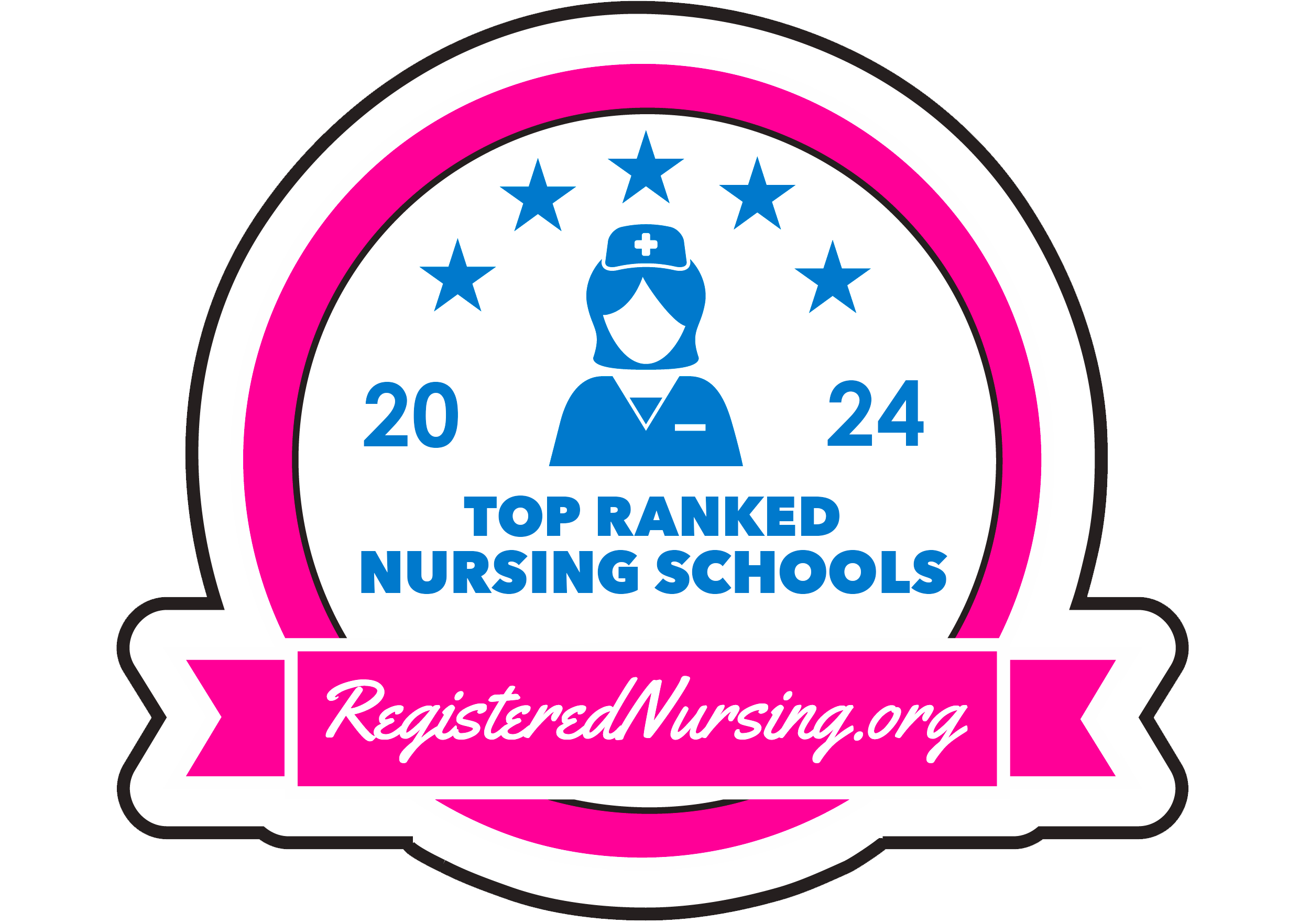 2024 Top Ranked Nursing Schools logo from RegisteredNursing.org